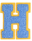 Iron-On Patch - Bright Blue with Yellow Border (Letters)