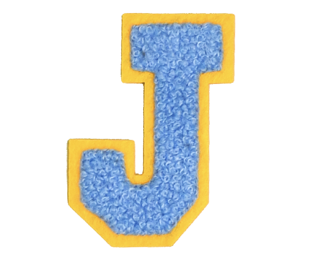 Iron-On Patch - Bright Blue with Yellow Border (Letters)