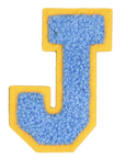 Iron-On Patch - Bright Blue with Yellow Border (Letters)