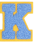 Iron-On Patch - Bright Blue with Yellow Border (Letters)