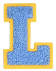 Iron-On Patch - Bright Blue with Yellow Border (Letters)