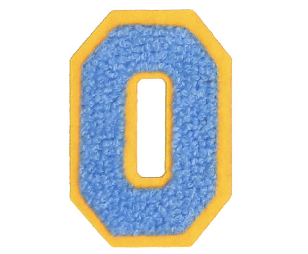 Iron-On Patch - Bright Blue with Yellow Border (Letters)