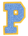Iron-On Patch - Bright Blue with Yellow Border (Letters)