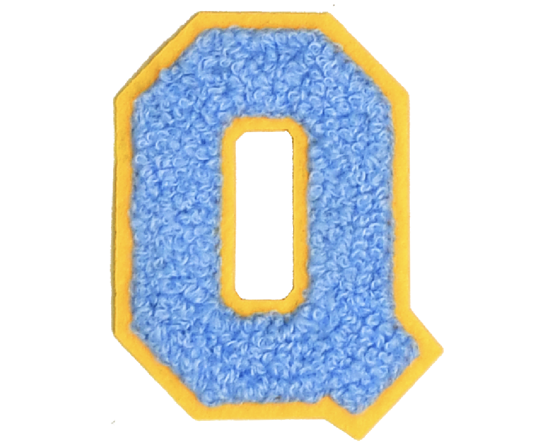 Iron-On Patch - Bright Blue with Yellow Border (Letters)