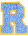 Iron-On Patch - Bright Blue with Yellow Border (Letters)