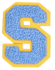 Iron-On Patch - Bright Blue with Yellow Border (Letters)