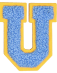 Iron-On Patch - Bright Blue with Yellow Border (Letters)