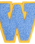 Iron-On Patch - Bright Blue with Yellow Border (Letters)