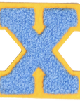 Iron-On Patch - Bright Blue with Yellow Border (Letters)