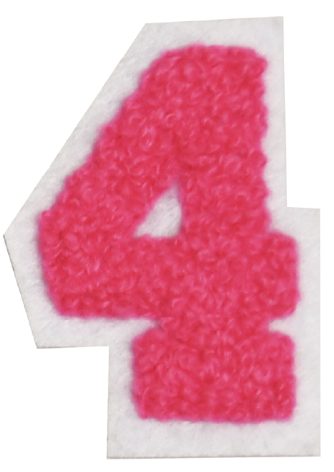 Iron-On Patch - Bright Pink with White Border (Numbers)