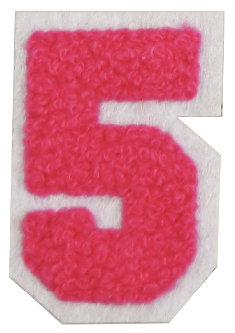 Iron-On Patch - Bright Pink with White Border (Numbers)