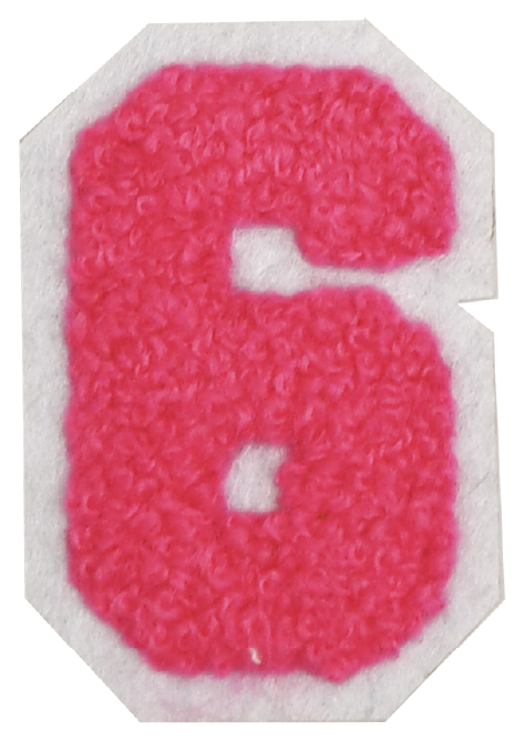 Iron-On Patch - Bright Pink with White Border (Numbers)