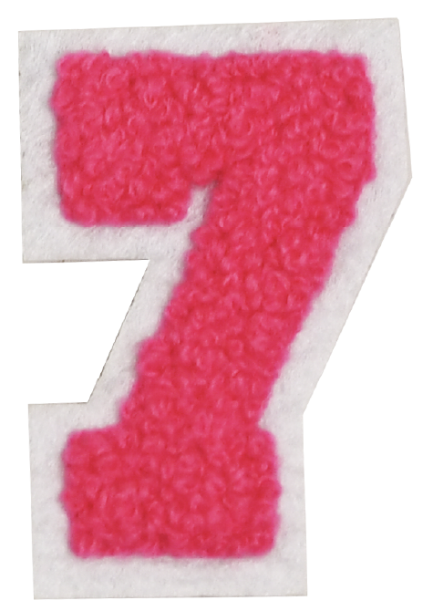 Iron-On Patch - Bright Pink with White Border (Numbers)