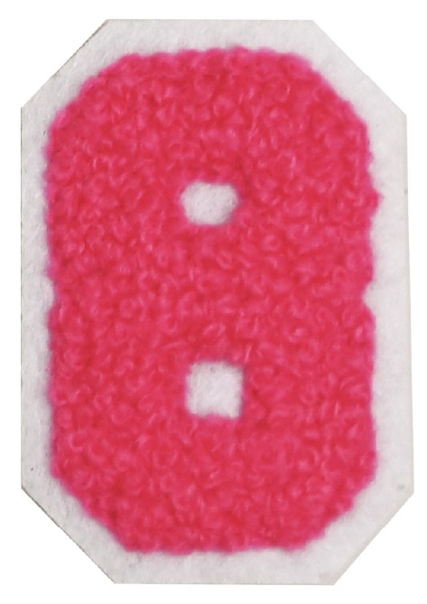 Iron-On Patch - Bright Pink with White Border (Numbers)