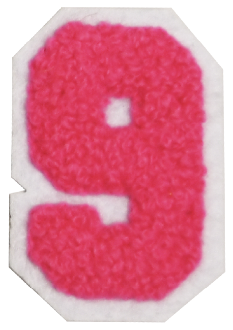 Iron-On Patch - Bright Pink with White Border (Numbers)