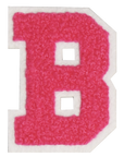 Iron-On Patch - Bright Pink with White Border (Letters)