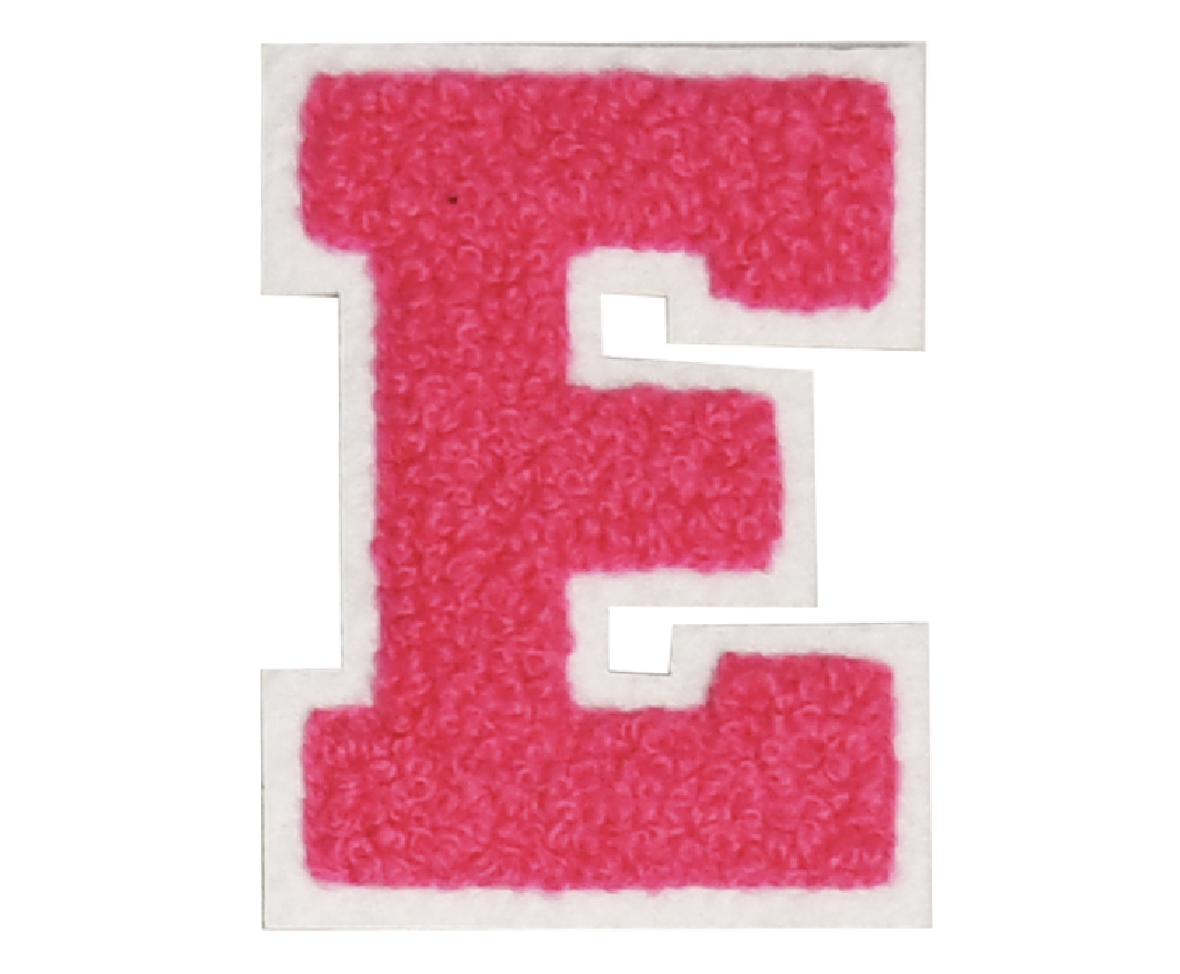 Iron-On Patch - Bright Pink with White Border (Letters)