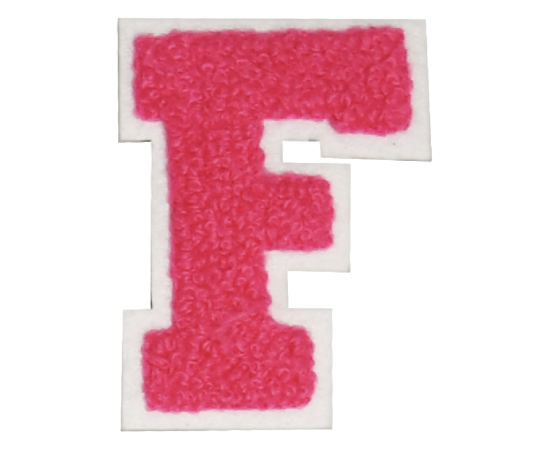 Iron-On Patch - Bright Pink with White Border (Letters)