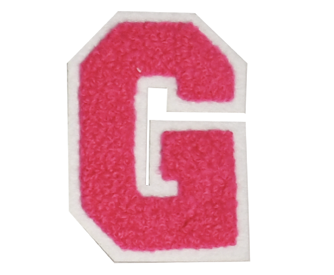 Iron-On Patch - Bright Pink with White Border (Letters)