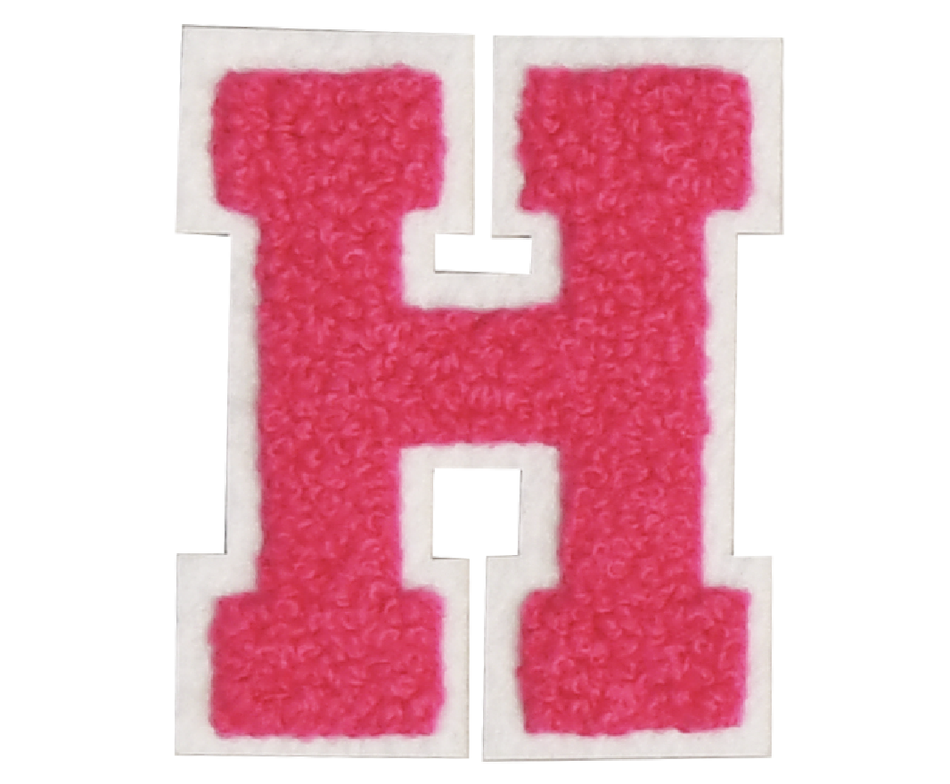 Iron-On Patch - Bright Pink with White Border (Letters)