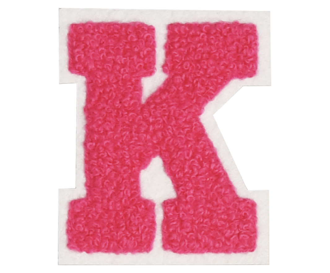 Iron-On Patch - Bright Pink with White Border (Letters)