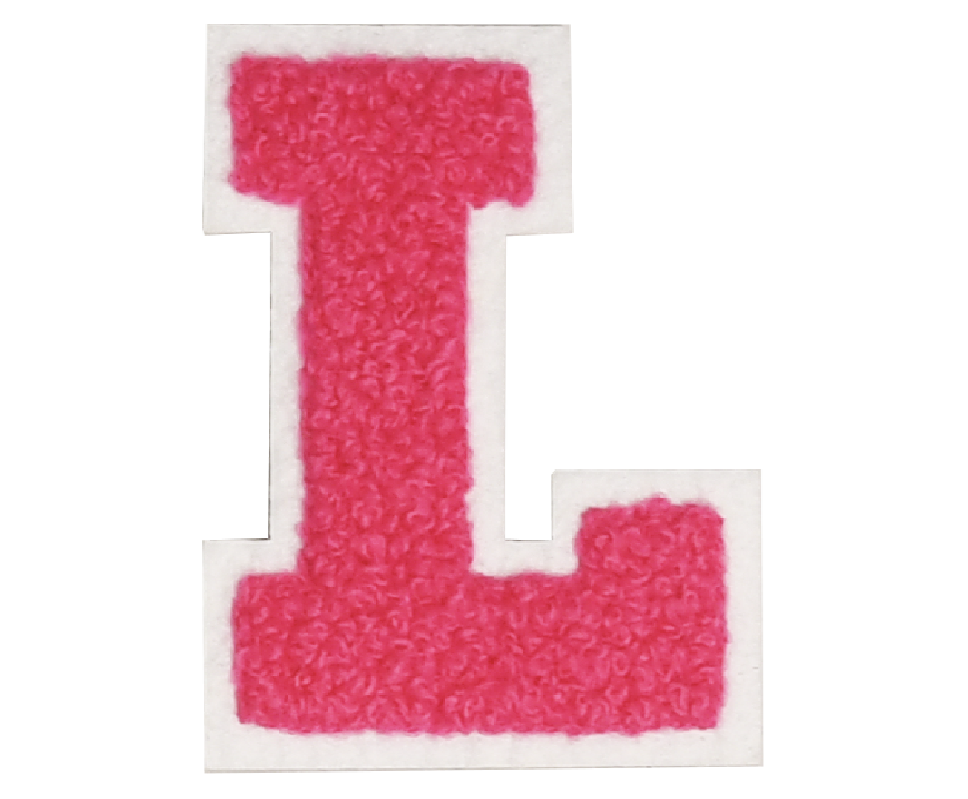 Iron-On Patch - Bright Pink with White Border (Letters)
