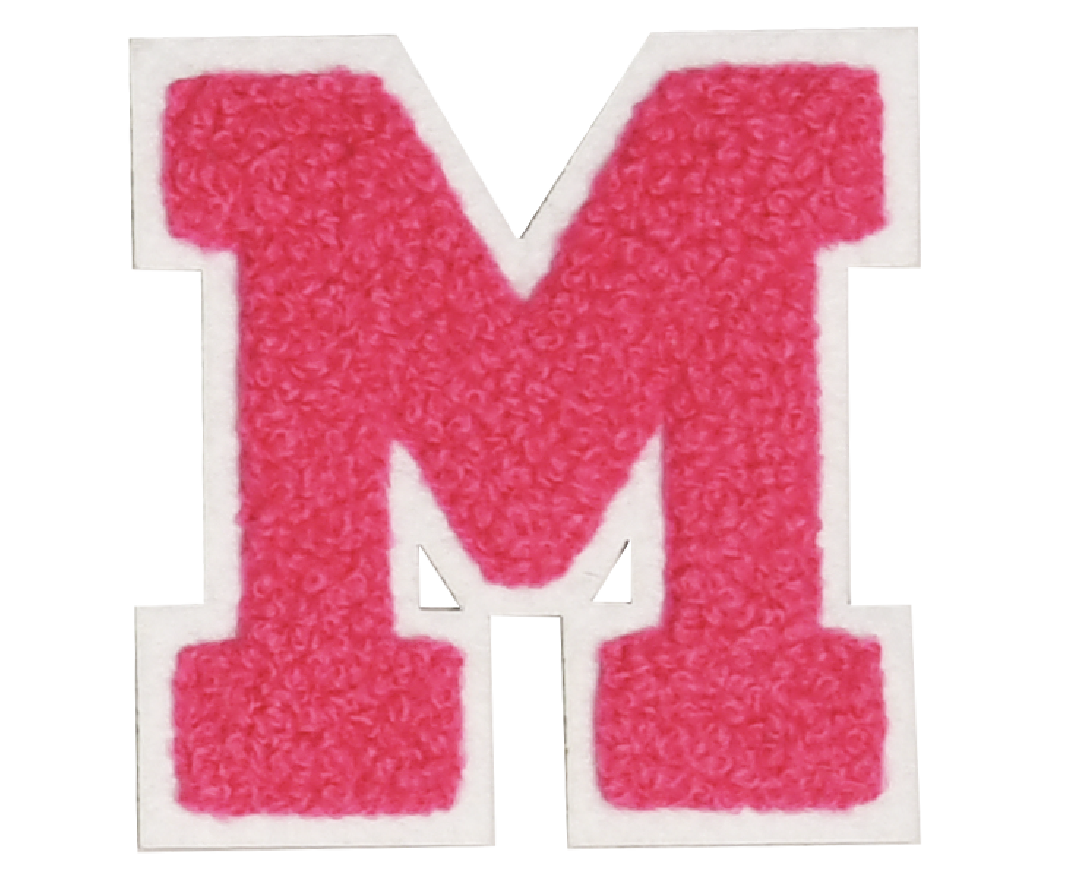 Iron-On Patch - Bright Pink with White Border (Letters)