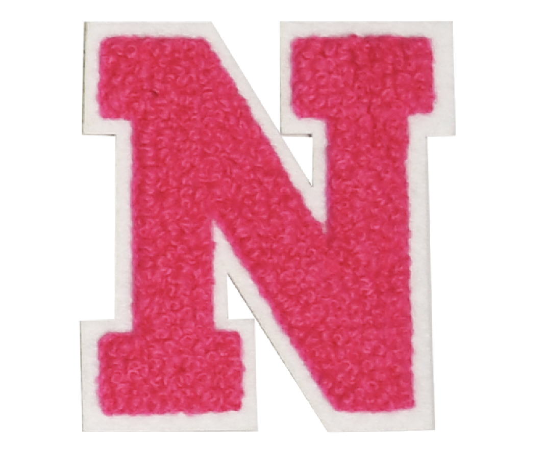 Iron-On Patch - Bright Pink with White Border (Letters)