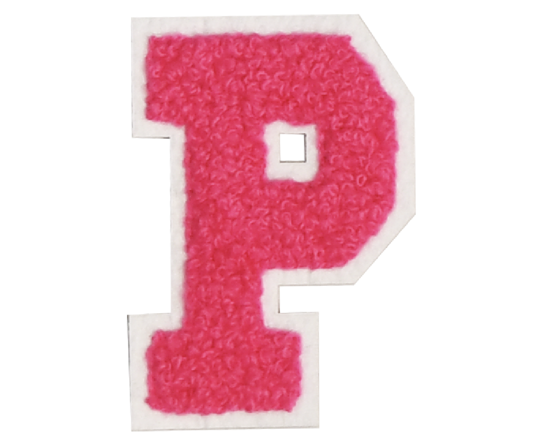 Iron-On Patch - Bright Pink with White Border (Letters)