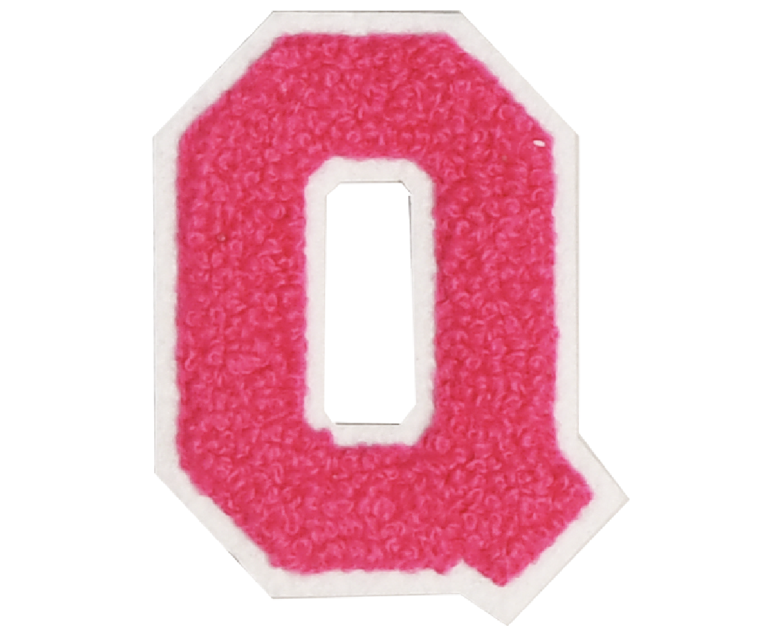 Iron-On Patch - Bright Pink with White Border (Letters)