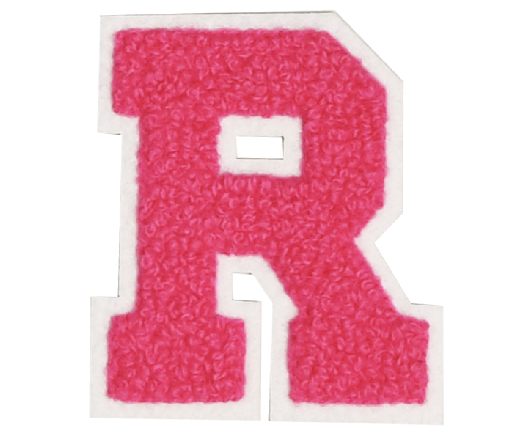 Iron-On Patch - Bright Pink with White Border (Letters)