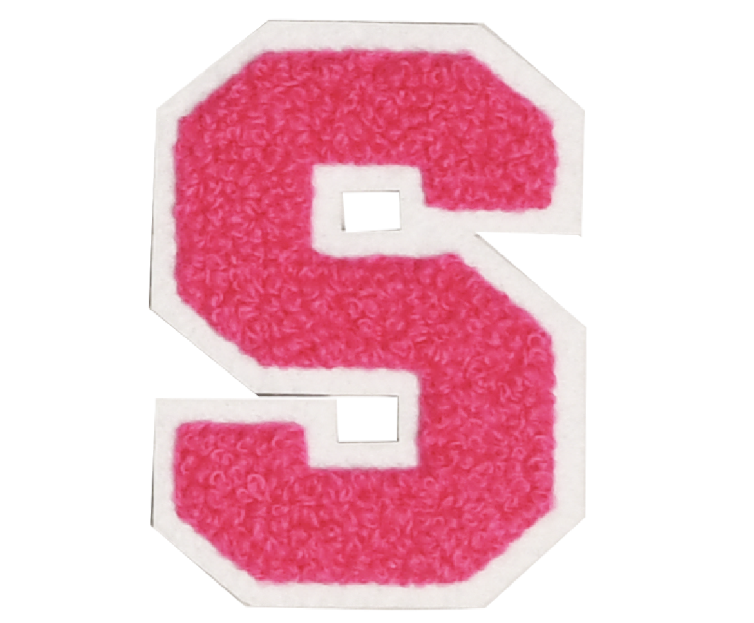 Iron-On Patch - Bright Pink with White Border (Letters)