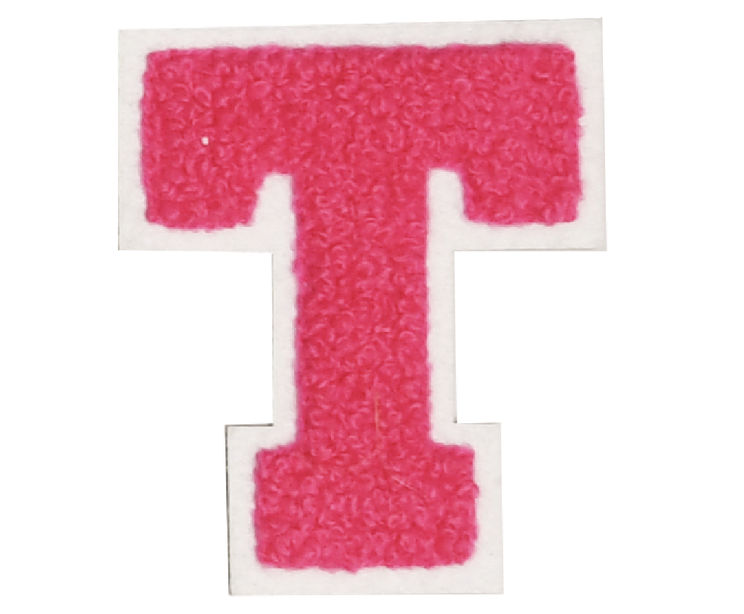 Iron-On Patch - Bright Pink with White Border (Letters)