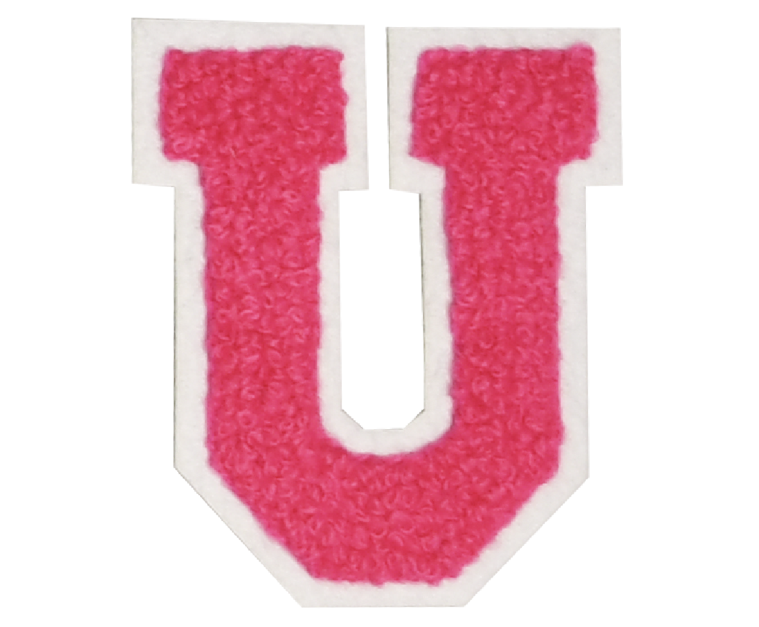 Iron-On Patch - Bright Pink with White Border (Letters)