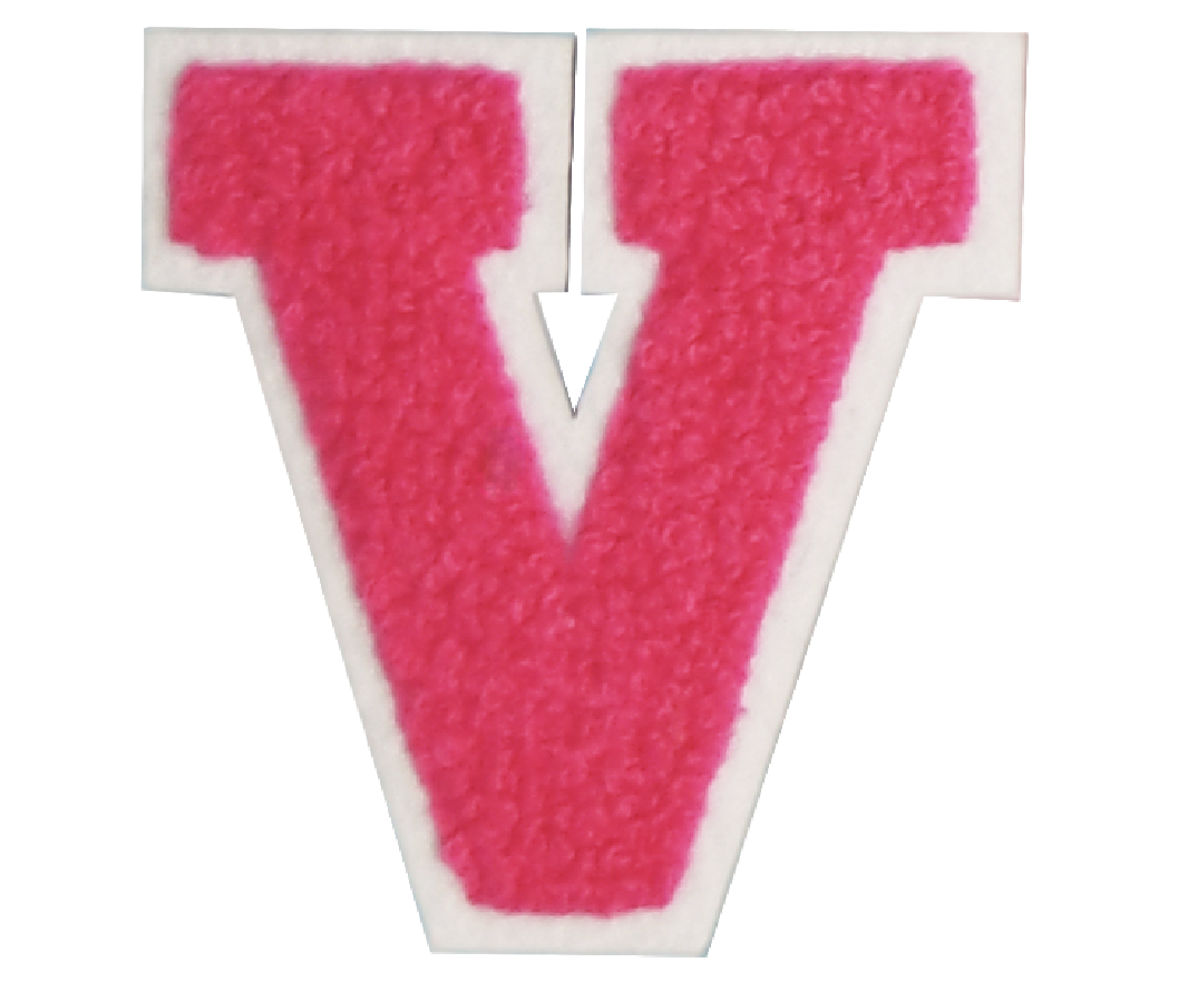 Iron-On Patch - Bright Pink with White Border (Letters)
