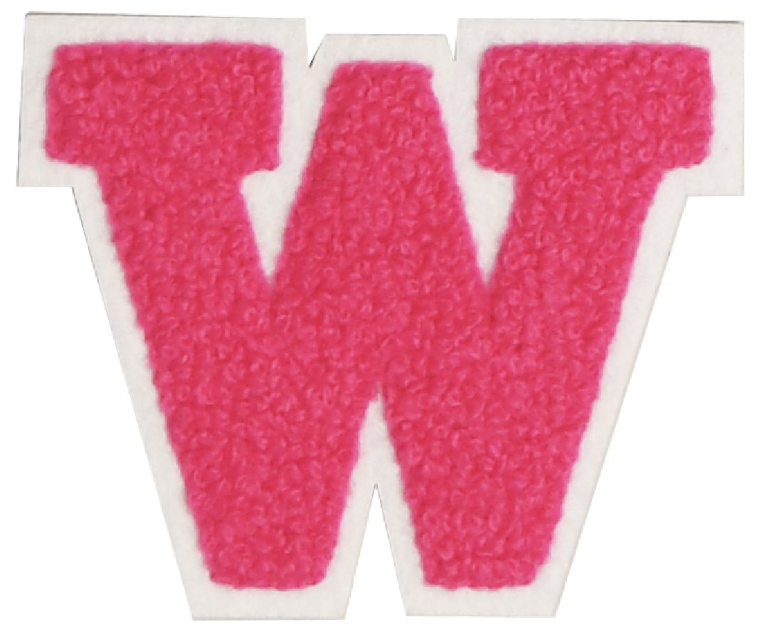 Iron-On Patch - Bright Pink with White Border (Letters)