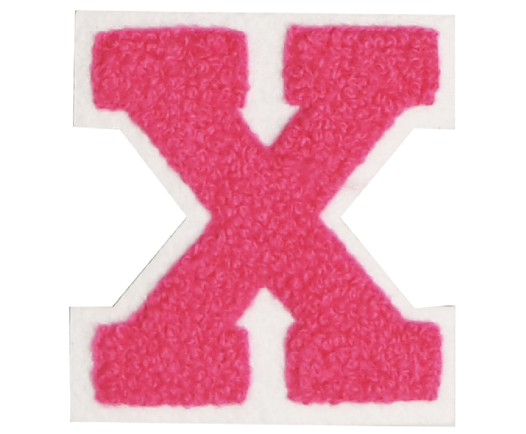 Iron-On Patch - Bright Pink with White Border (Letters)
