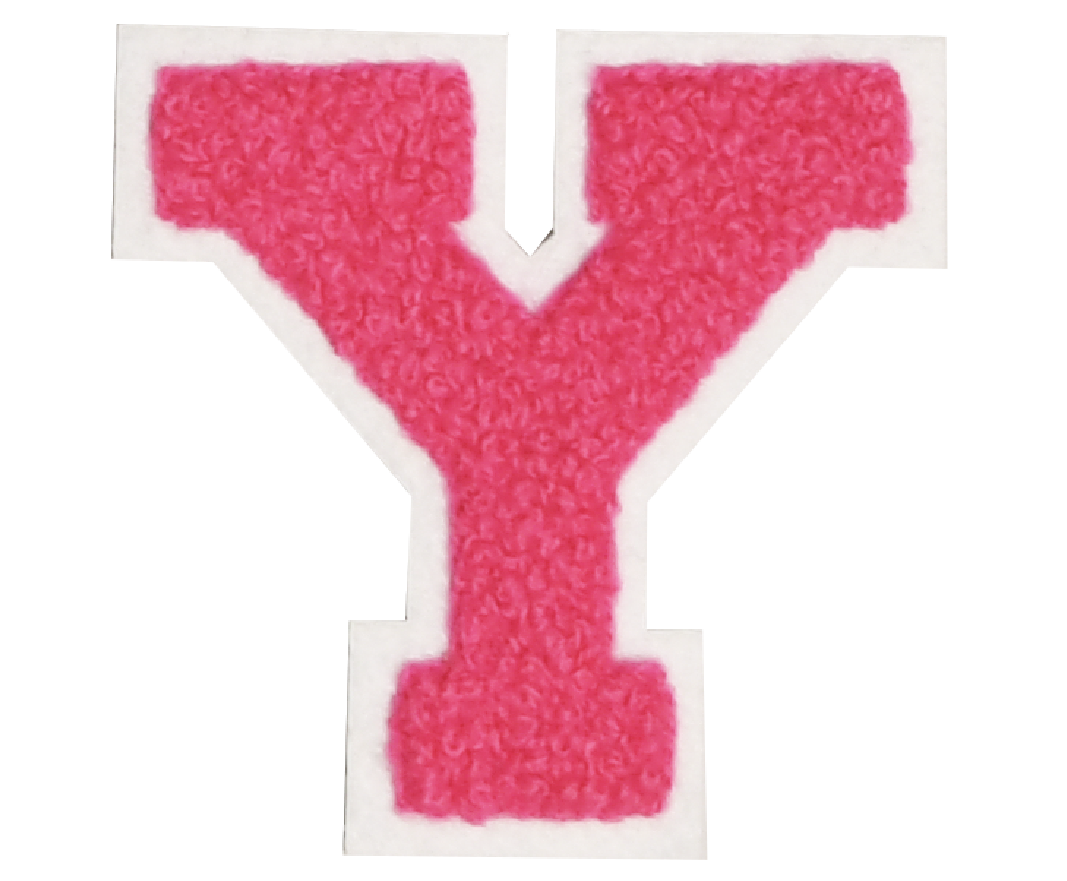 Iron-On Patch - Bright Pink with White Border (Letters)