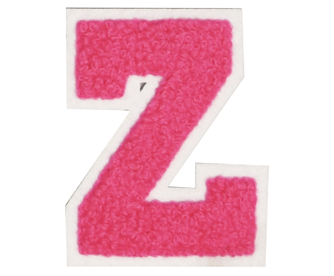 Iron-On Patch - Bright Pink with White Border (Letters)