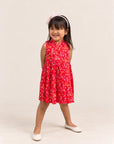 Jersey Flare Cheongsam - Red Floral Bamboo