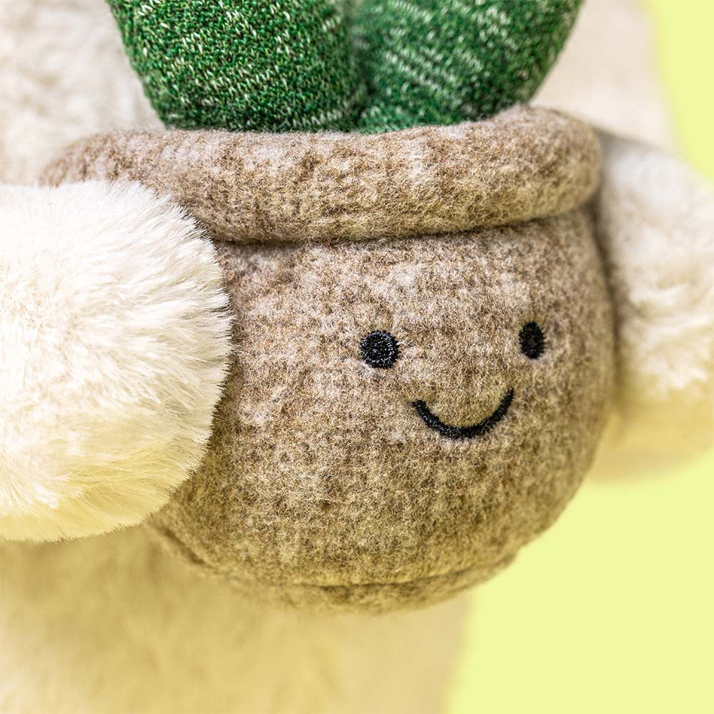Jellycat Cream Bunny with Plant closeup