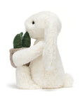 Jellycat Cream Bunny with Plant side