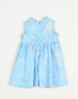 Flare Cheongsam - Blue Cranes