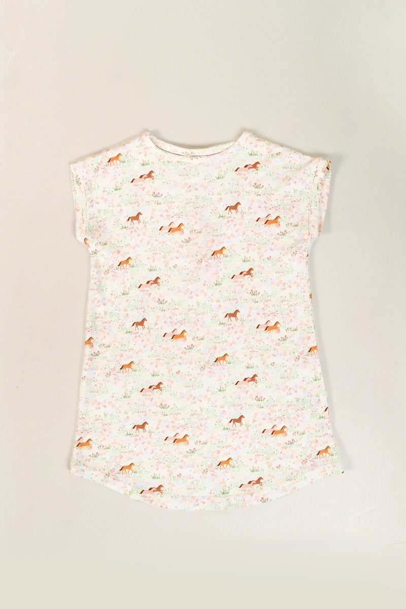 Girls' Nightgown - Meadow Horses