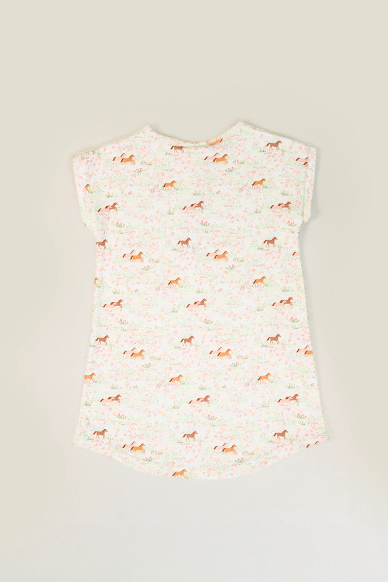 Girls' Nightgown - Meadow Horses