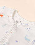 Short-Sleeve Zip Romper - Colourful Sea Creatures