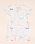 Short-Sleeve Zip Romper - Colourful Sea Creatures