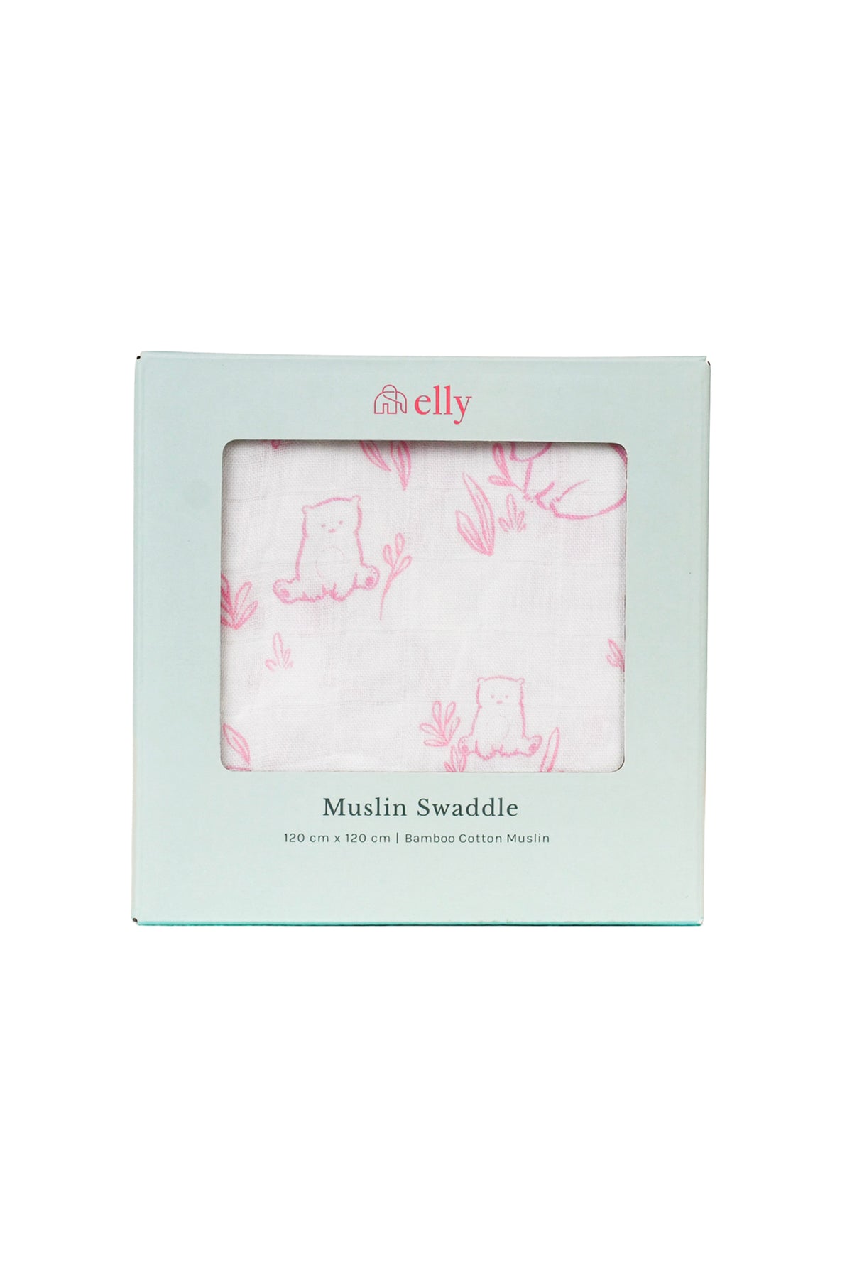 Bamboo Muslin Swaddle - Beary Pink