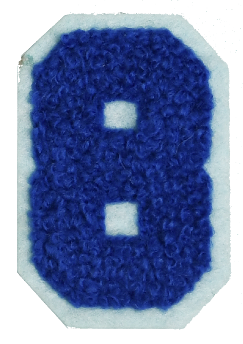 Iron-On Patch - Dark Blue with Light Blue Border (Numbers)