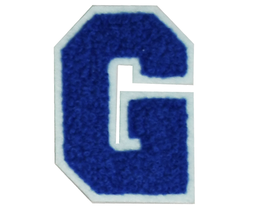 Iron-On Patch - Dark Blue with Light Blue Border (Letters)